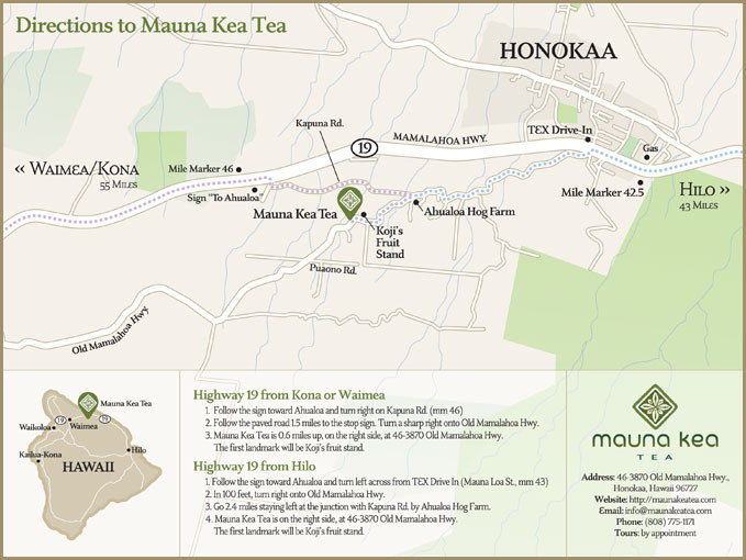 Map to Mauna Kea Tea